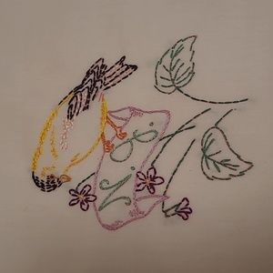 Vintage Hand Stitched New Jersey State Bird & Flower